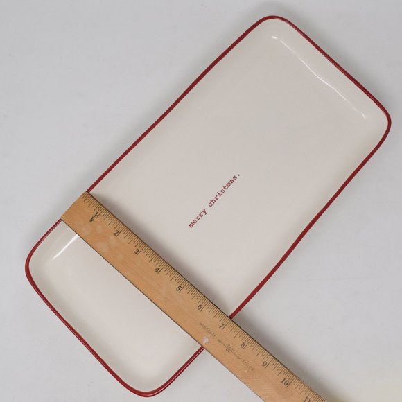 Rae Dunn Merry Christmas Platter Red Trim Type New - Picture 11 of 11